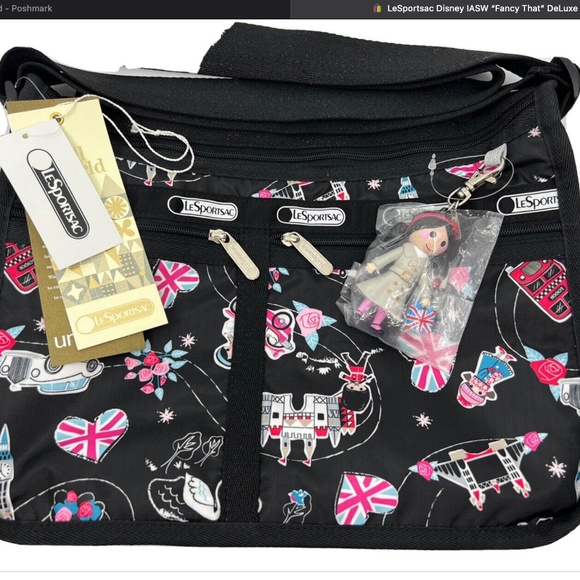 LeSportsac Disney IASW “Fancy That” DeLuxe Everyday Bag, Pouch +Charm VHTF NWT - Picture 1 of 12